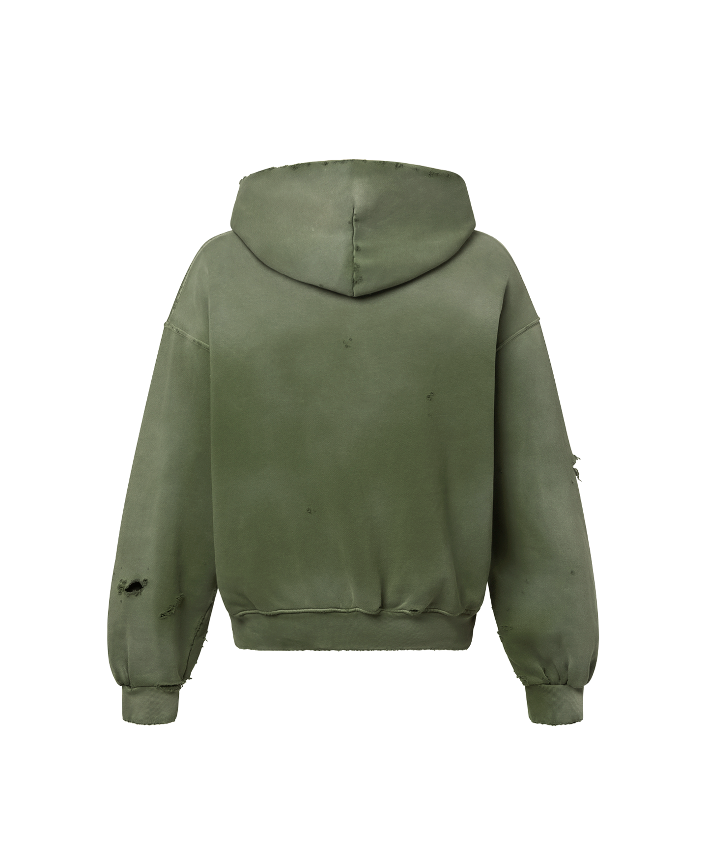 450 GSM 'Faded Olive' Distressed Hoodie