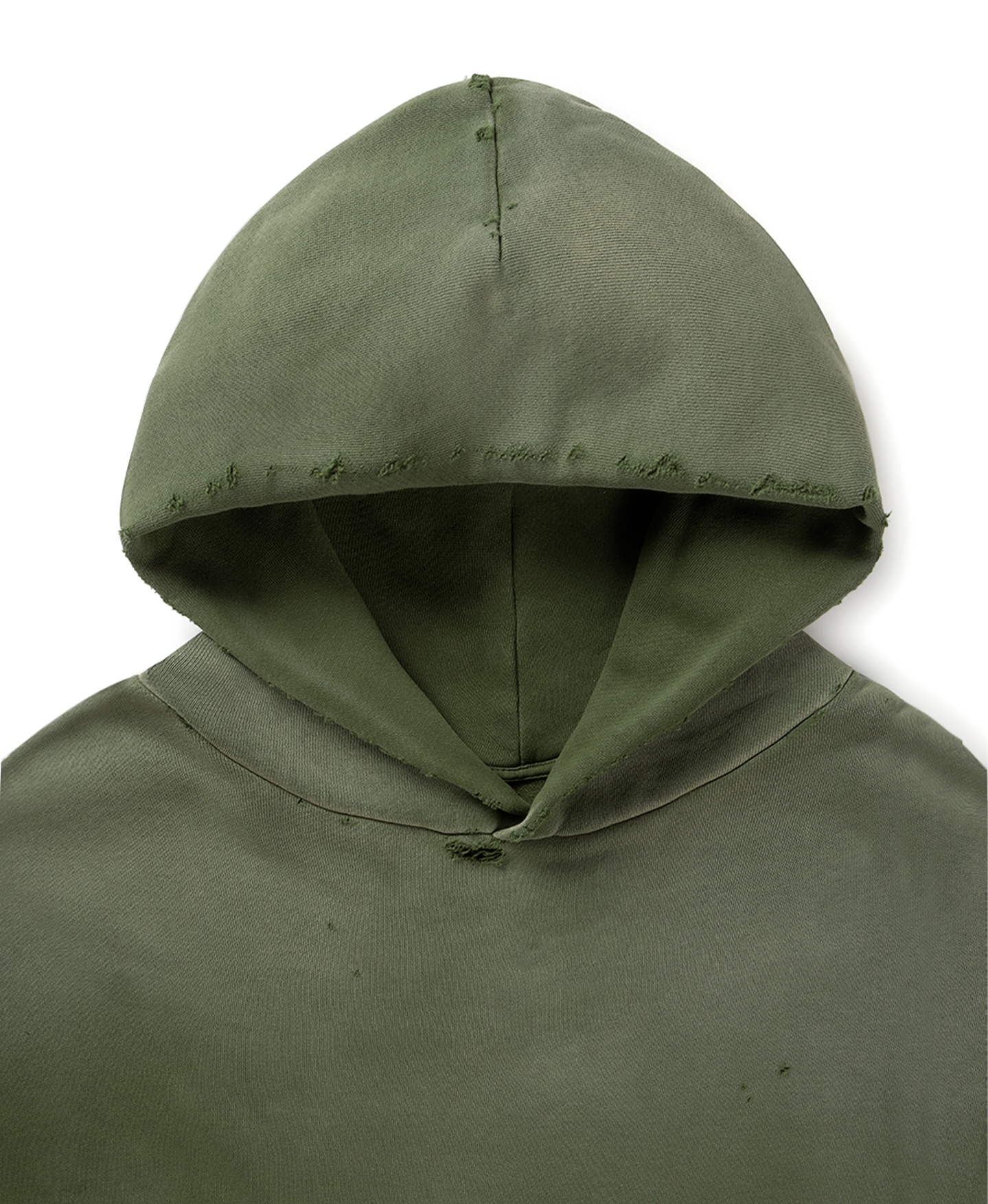 450 GSM 'Faded Olive' Distressed Hoodie