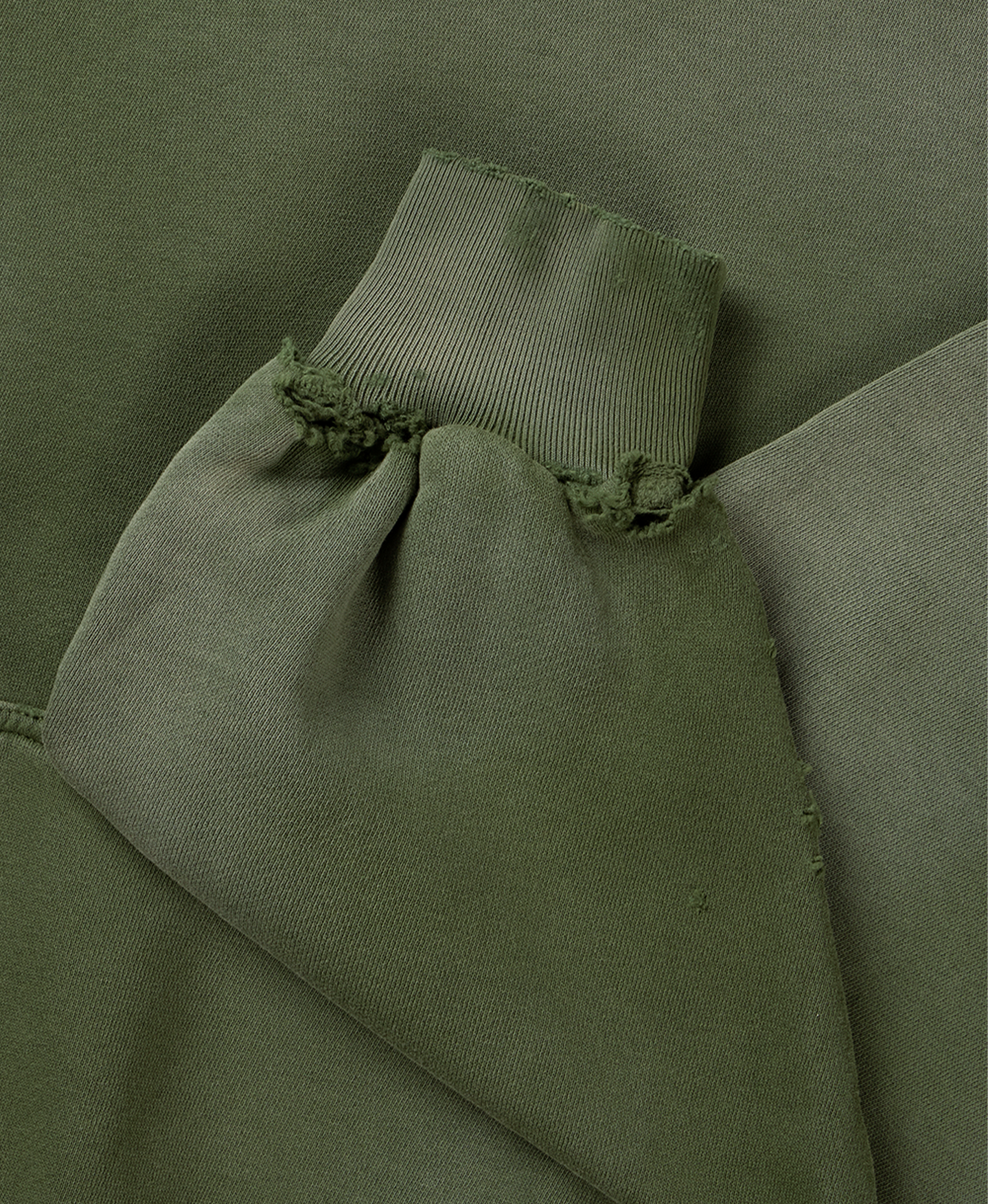 450 GSM 'Faded Olive' Distressed Hoodie