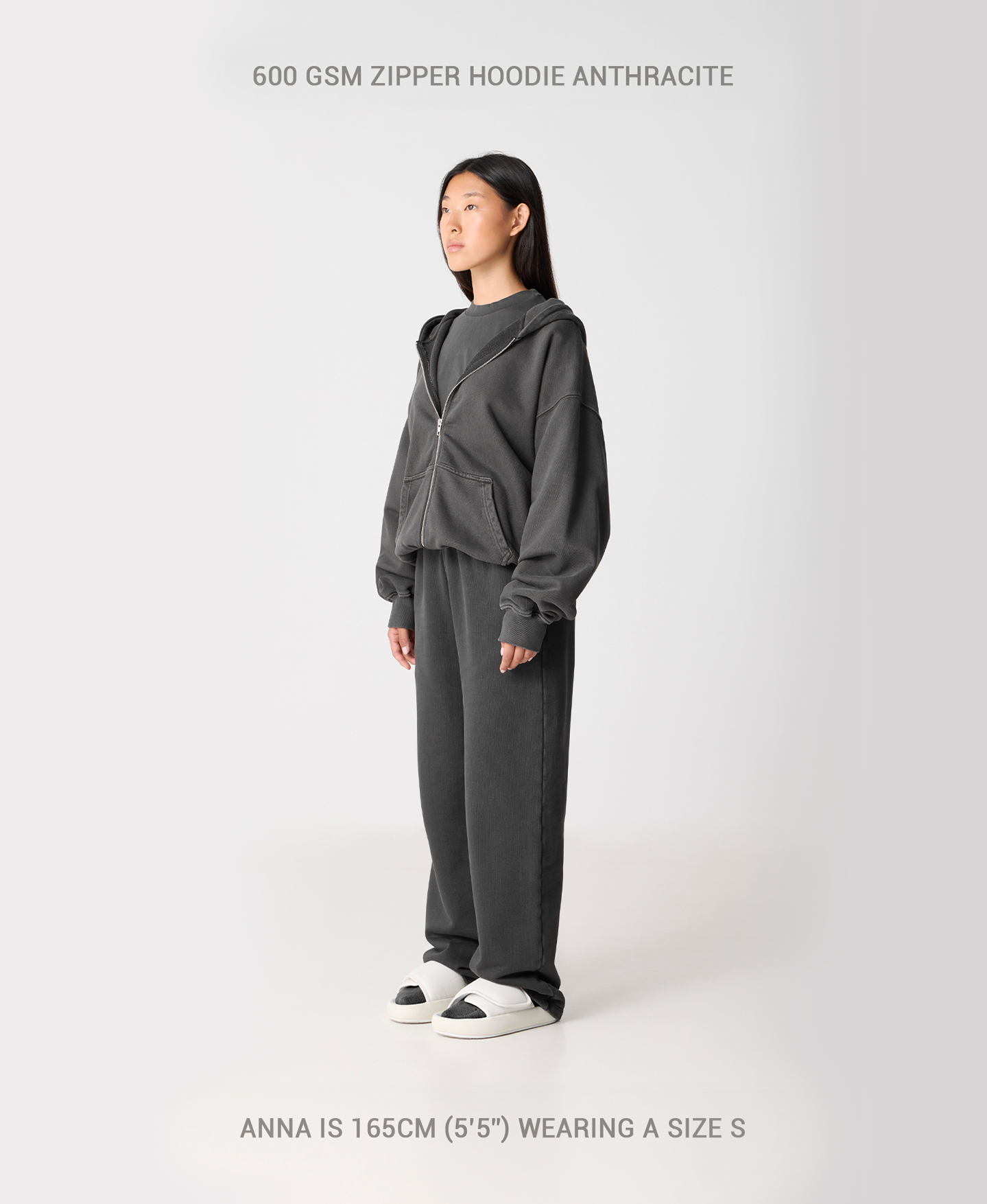 600 GSM 'Vintage Gray' Zipper