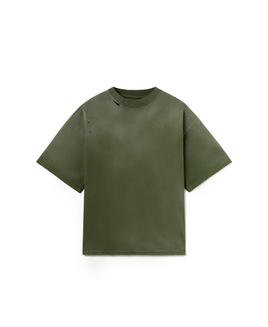 300 GSM 'Faded Olive' Distressed T-Shirt