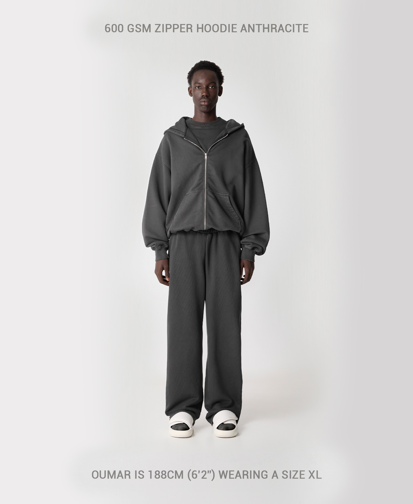 600 GSM 'Vintage Gray' Zipper