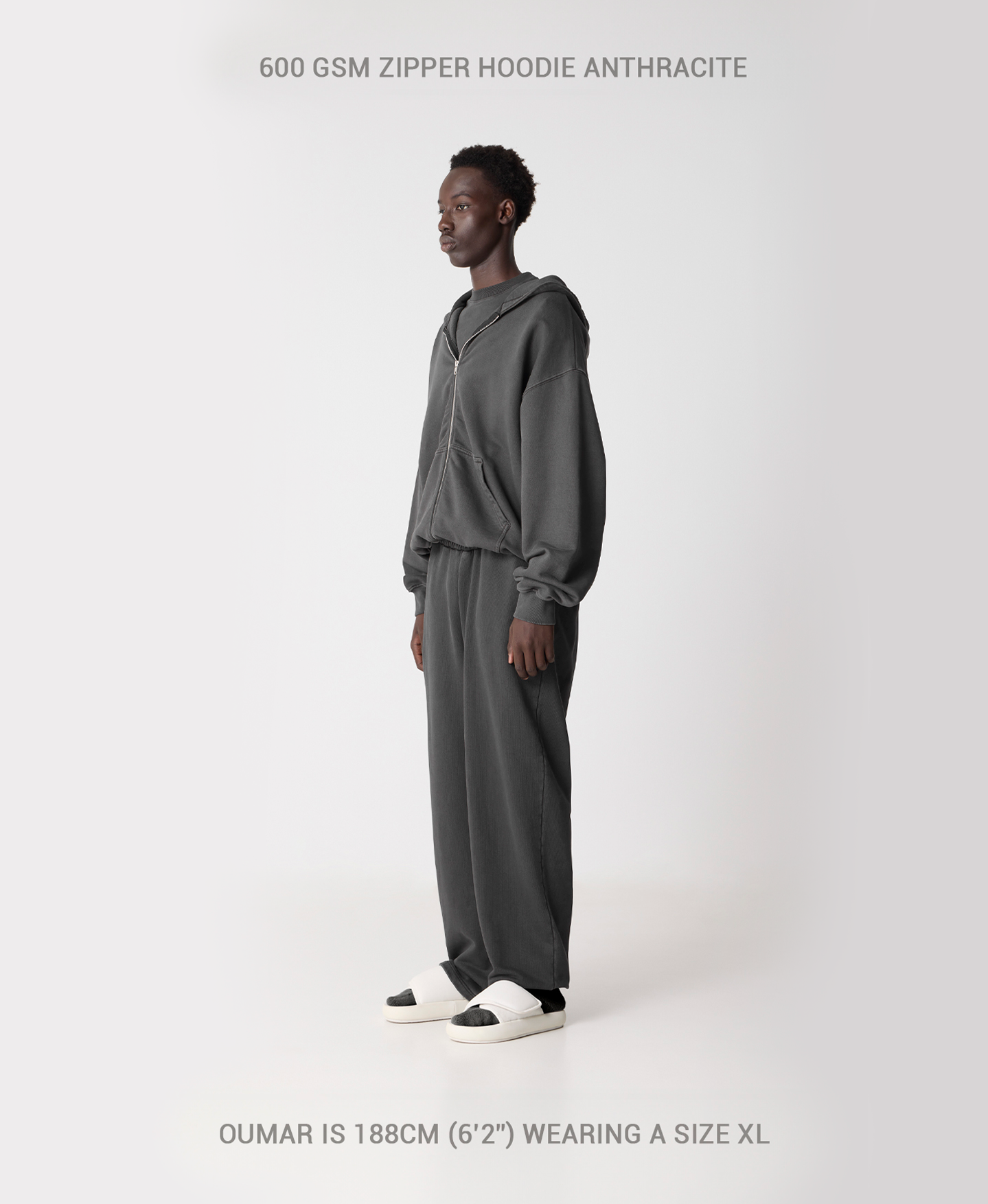 600 GSM 'Vintage Gray' Zipper