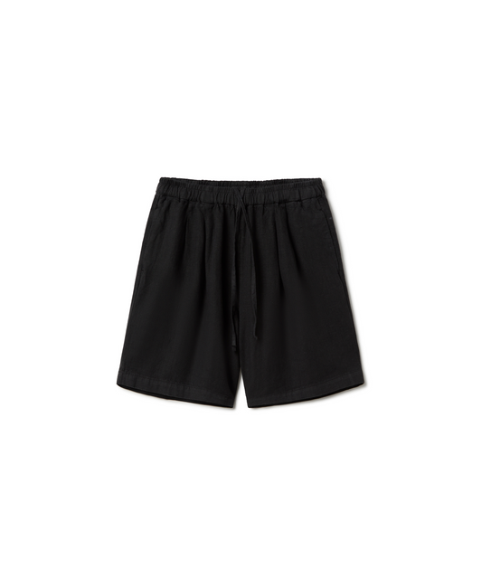 'Jet Black' Linen Short Pants