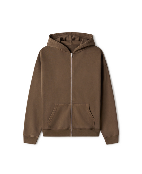 600 GSM 'Mocha Brown' Zipper – Velour Garments